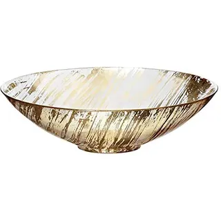 CRISTALICA Schale Obstschale Konfektschale 27 cm aus klarem Glas mit Golden Dust Gold Rand, elegante Glasschale für Dessert Snacks Servieren Küche Tischdeko & Osterdeko