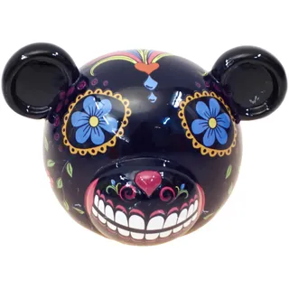 By-Bers böser Bär der Kopf -Geschenk Tätowierung Spardose in sechs Farben, Design vom Dia De Los Muertos Sugar Skull Tattoo (schwarz), Tag der Toten