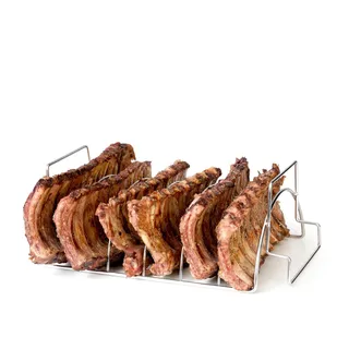 Barbecook Spareribs halter grill, Rippchenhalter grillen aus edelstahl, 34,5x20x15cm, Silber