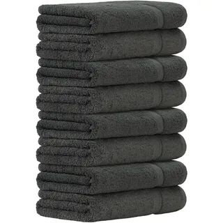 Luckytowel Handtücher Set 50x100 cm – Oeko-TEX Handtuch-Set aus 100% Baumwolle mit 600 g/m2 – Frottiertücher mit Aufhängeschlaufe – flauschig & saugstark – Frottee Handtuchset – 8er Pack Anthrazit