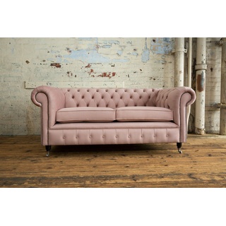 JVmoebel Chesterfield-Sofa Design Sofa 3 Sitzer Chesterfield Couch Polster Sofas Chesterfield, Die Rückenlehne mit Knöpfen. rosa