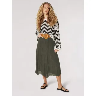 Apricot Midirock Crinkle Shimmer Belt Midi Skirt, mit Flechtgürtel, im Crinklelook grün XL (42)