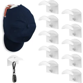 10 Huthaken. Gummikappenhalter, Kein Bohren Erforderlich, Für Hüte, Wandmontage, Kleiderschrank, Garderobenschrank, Hutablage Zur Hutaufbewahrung (weiß)