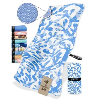 NirvanaShape Strandtuch Reise Handtuch Strandtuch XXL - Strandhandtuch, Mikrofaser Badetuch blau