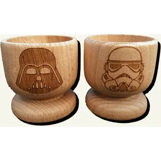 FastCraft Star Wars inspirierter Eierbecher aus Holz, Motiv: DARTH VADER STORMTROOPER (2 Stück)