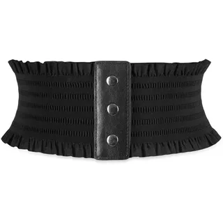 LumiSyne Damen Elastische Korsett Gürtel Breite Taillengürtel Druckknopf Design Mode Rüschenbesatz Stretch Hüftgürtel Vintage Cinch Gürtel Waspie Gürtel Für Kleid Jumpsuit Mantel - Einheitsgröße