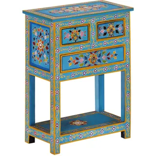 Sideboard Türkis 55x30x76 Cm Massivholz Mango