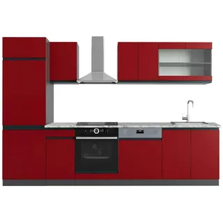 Vicco Küchenzeile, Rot, Anthrazit, Holzwerkstoff, Küchenblock,Rechteckig, 300x206.8x60 cm, Küchen, Küchenzeilen & Küchenblöcke, Küchenzeilen ohne Geräte