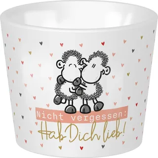 Sheepworld Eierbecher mit Motiv "Nicht vergessen: Hab dich lieb", mit Golddruck | Porzellan, Höhe 4,3 cm, Durchmesser 5,2 cm | lustiges Geschenk, Frühstück, Ostern | 48526