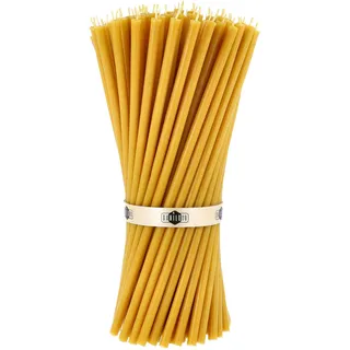 Danilovo Reine Bienenwachskerzen – tropffrei, rauchfrei, hohe, dünne Spitzkerzen – dekorative Kerzen für Kirchgebet, Deko oder Geburtstagskerzen – Honigduft Kerzen – 26,5 x 0,71 cm (50 Stück)