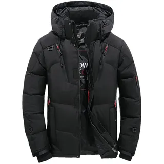 Dicke, warme Winterjacke für Herren, mit Kapuze, verdickte Entendaunen, Parka, Mantel, leger, schmaler Daunenmantel mit vielen Taschen - XL