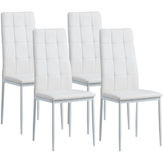 Albatros Esszimmerstühle RIMINI 4er Set, Weiss - Edles Italienisches Design, Polsterstuhl Kunstleder-Bezug, Modern und Stilvoll am Esstisch