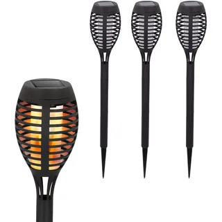 AKTIVE 61542 Solar-Fackel für den Außenbereich, LED-Fackel, Solar-Außenbeleuchtung, 4er-Pack Solarfackeln für den Außenbereich, wasserdicht, wiederaufladbar, Ø7,5 x 50 cm