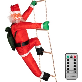 MONZANA® LED Weihnachtsmann Leiter XXL 240cm In-/Outdoor Timer 8 Leuchtfunktionen Fernbedienung dimmbar Santa Claus Nikolaus Weihnachten Deko Figur