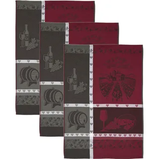 Ross Geschirrtuch ROSS "Weinmotiv", rot (rot, anthrazit), B:50cm L:70cm, 100% Baumwolle, Geschirrtücher, Geschirrtuch, Motivtuch, aus 100% Baumwolle