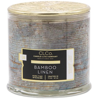 Candle-Lite CLCo Duftkerze im Glas mit Deckel - Bamboo Linen (396g) - Der Frische Wohlfühlduft für dein Zuhause - Holzdocht Duftkerze mit 90h Brenndauer - Sojawachsmischung