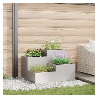 vidaXL Gartenblumentopf Silber 80 x 80 x 60 cm Edelstahl