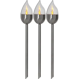 Star Trading LED Solar Fackel Olympus 3er Set silber