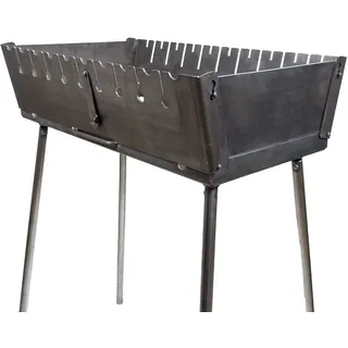 Mangal Holzkohlegrill – Tragbarer Schaschlik Grillkoffer 2 mm Stahl für 8 Spieße