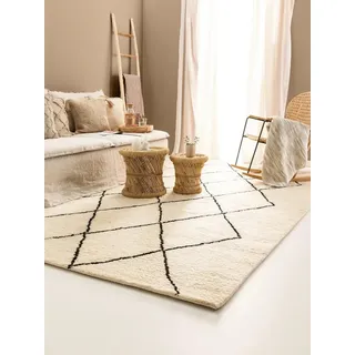 benuta Wollteppich Berber, rechteckig, Höhe: 31 mm, 100% Wolle, Teppich Wohnzimmer, Schlafzimmer, Esszimmer, Flur, Hygge weiß 160 cm x 230 cm x 31 mm