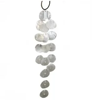 Großes Capiz Windspiel Perlmuttscheiben 100cm lang Perlmutt Klangspiel Girlande Muttertag Deko Hänger Weiss Creme Anhänger Feng Shui Muschelhänger Mobile Gartendeko