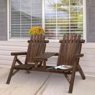 Outsunny Gartenbank 157 x 88 x 103 cm Braun