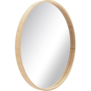 BD ART Runder Spiegel 70 cm Boho skandinavischer Spiegel natürliche Holzfarbe