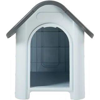 [en.casa] Hundehütte 75 x 59 x 66 cm Kunststoff Weiß/Grau