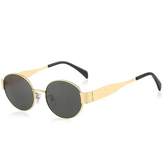 Ynkkvre Retro Sonnenbrille Damen Vintage Trendy, Oval Metal Trendy Classic UV400 Schutz Retro Sonnenbrille, Polarisiert Klassische Vintage Brille mit Metallrahmen Rund Steampunk Sonnenbrille