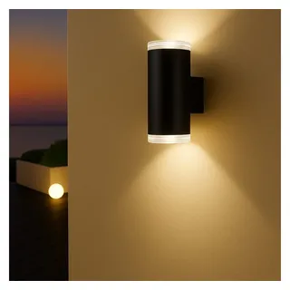 MeLiTec Wandleuchte LED Wand-Außenleuchte 145 & 145-1, schwarz matt oder silber, Up and Down Leuchte für innen und außen, IP44, moderne LED-Wandlampe schwarz