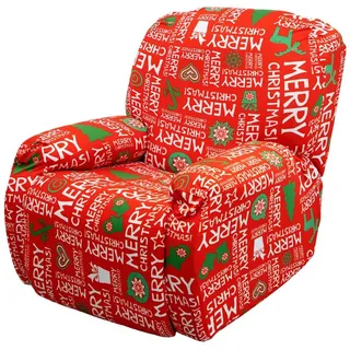 BTTO Sesselhusse Sesselschoner für Relaxsessel 4-Teilig,Weihnachten, Stretch Sesselbezug