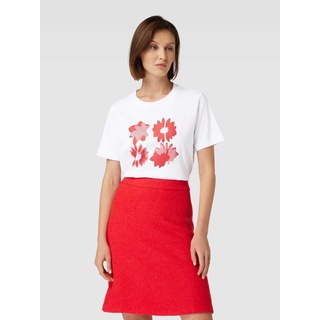 T-Shirt mit floralem Print, Offwhite, S
