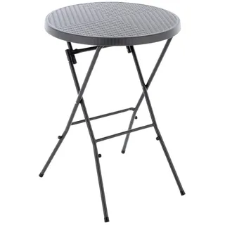 Stehtisch  "CARO" Partytisch H 110 cm x Ø 80 cm Rattan-Optik klappbar Anthrazit