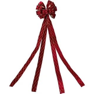 Magische Rote Karo Baumschleife, 130 cm. Sensationelle Weihnachtsbaum-Deko - Weihnachtsbaumspitze die festliche Stimmung garantiert