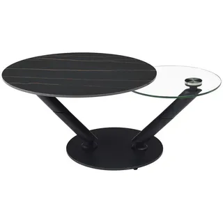 Vente-Unique Couchtisch, Schwarz, Metall, Rund, 130x43x80 cm, Wohnzimmer, Wohnzimmertische, Couchtische