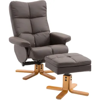 Homcom Relaxsessel Kunstleder 80 x 99 x 86 cm Braun mit Hocker