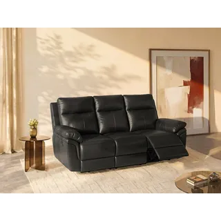vente-unique Relaxsofa Leder 3-Sitzer Schwarz