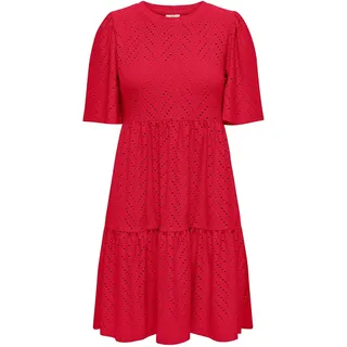 JDY Damen Kurzarm Kleid A-Linie mit Lochmuster JDYCarla Cathinka 15254680 Ski Patrol XXL - XXL