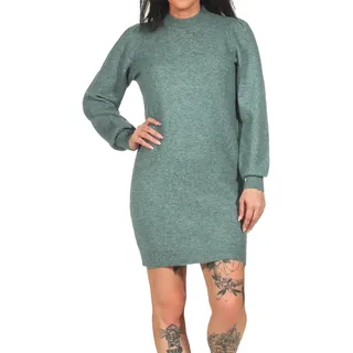 JDY Damen kurzes Strickkleid JDYRue High Neck Langarmkleid mit Stehkragen 15238237 North Atlantic Melange XXL - XXL