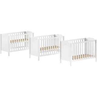 Vipack AMORI Babybett Liegefläche 60 x 120 cm, Lattenrost verstellbar, Weiß lackiert