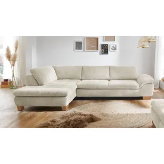 Ecksofa Concord Links Eckgarnitur Stoff Cord natur Nosagfederung 197x306