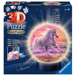 Puzzle - Pferde am Strand, Nachtlicht Puzzleball - 3D - 72 Teile