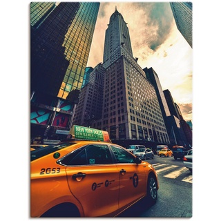 Wandbild ARTLAND "Taxi in New York" Bilder Gr. B/H: 90 cm x 120 cm, Leinwandbild Gebäude, 1 St., bunt Kunstdrucke