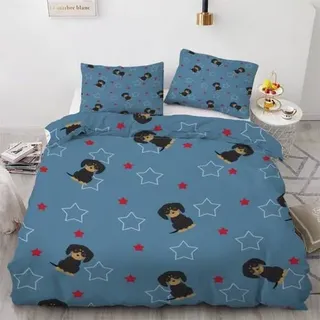 ROUSKI Bettwäsche-Set Dackel 135x200 cm 4-teilig Mikrofaser 3D Motiv