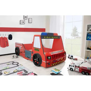 Aileenstore Kinderbett Rio 90 x 200 cm Holz rot hochglänzend