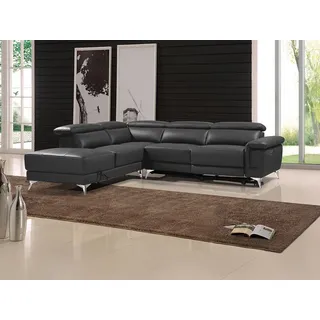 Relaxsofa Ecksofa Leder elektrisch - Ecke Links - Anthrazit - PASCALINE