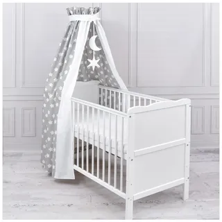 Generisch Baby Delux Babybett Himmel Betthimmel Baumwolle Baldachin für Babybett Kinderbett Wiege Stubenwagen Himmelstange Sterne Mond Applikationen Deko (Big Stars Grey, ohne Himmelstange)