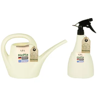 Heimwerkercenter Übertopf MePla - Set Kunststoff Gießkanne 1,5l Indoor + Sprüher 1,0l - weiss weiß 32 cm x 20.5 cm x 11 cm