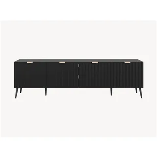 [en.casa] Nand TV-Lowboard 180 x 35 x 51 cm Schwarz Metall/Spanplatte