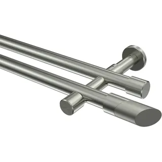 Interdeco Vorhangstange Prestige Verano 2-läufig Ø 20 mm 260 cm Edelstahl-Optik